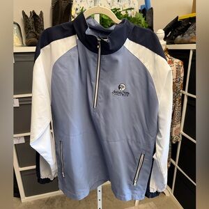 FJ FootJoy Men's Blue and White Salish Cliffs Golf Zephyr Wind Shirt Jacket